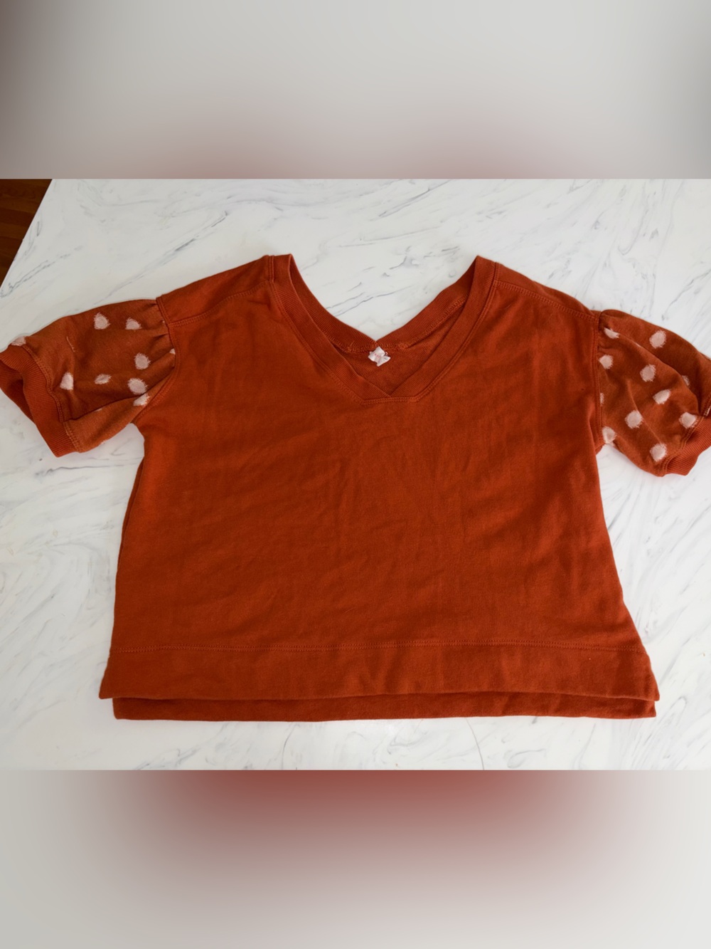 Daily practice anthro crop Polka dot sweatshirt poof double V shirt top xs